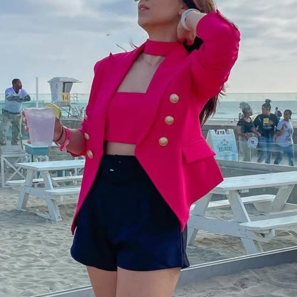 Choosy Brand Magenta Double Breasted Betsy Blazer NWT Size 4